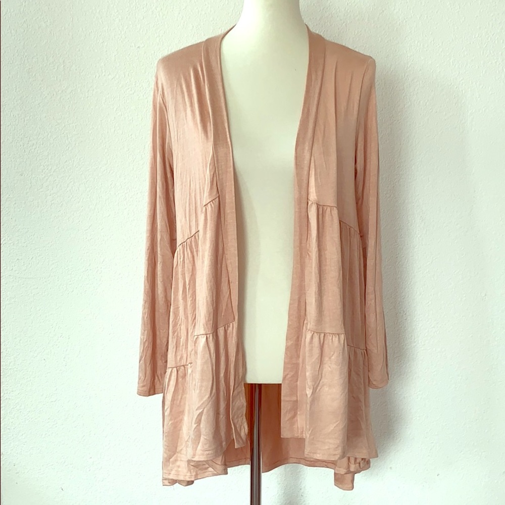 Light Pink Women's Open-Front Cardigan Sweater